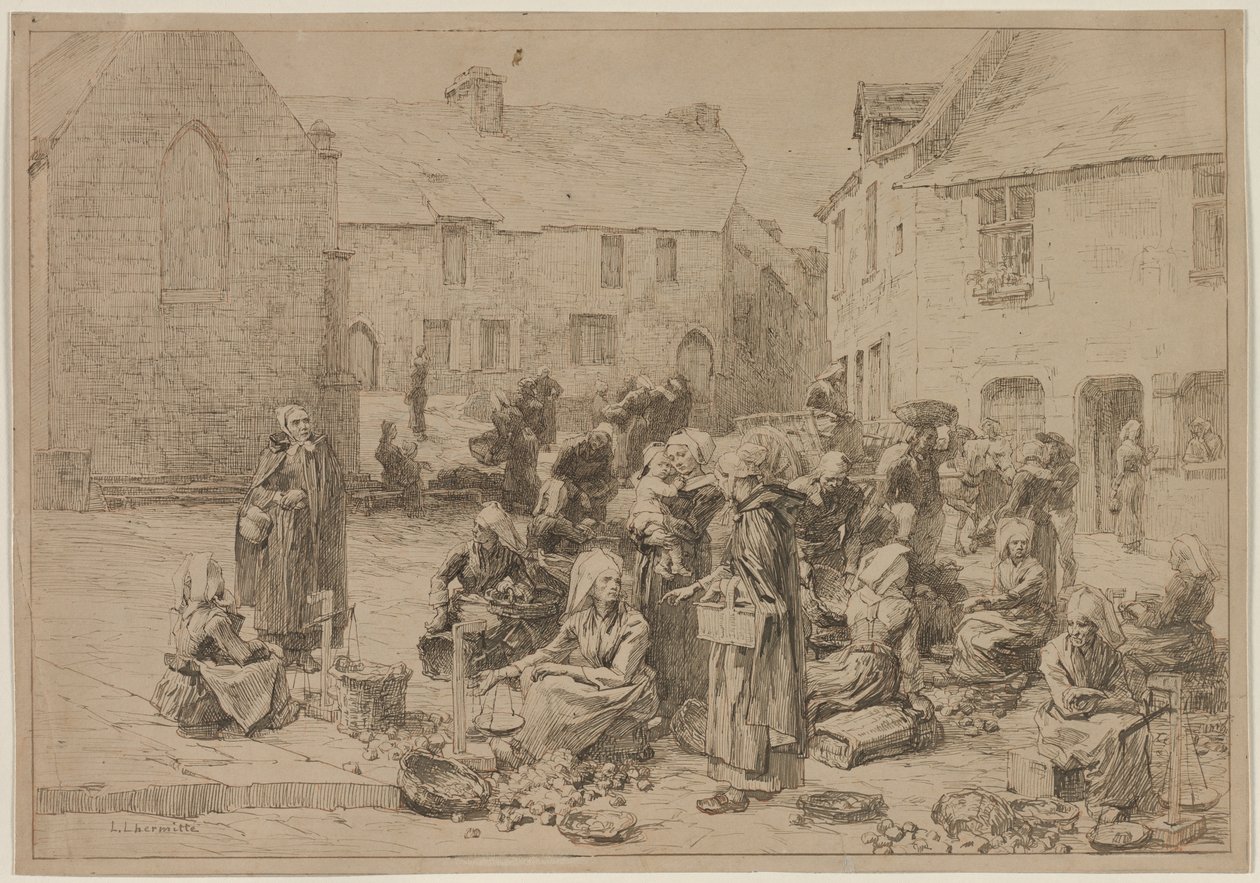 Æblemarkedet i Landerneau af Leon Augustin Lhermitte