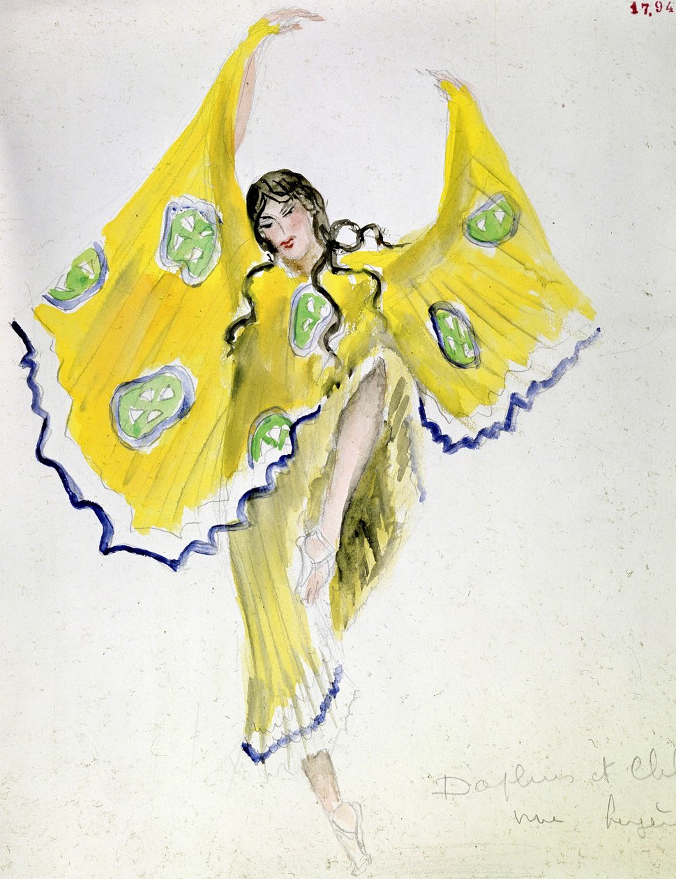En hyrdinde af Bakst: kostume af "" Daphnis og Chloé"" af Michel Fokine af Leon Bakst