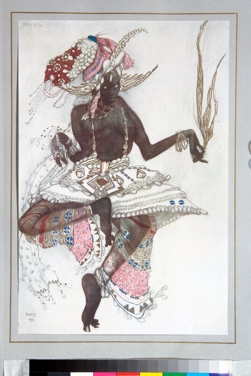 Ballets russes - Kostume designet af Leon Bakst (1866-1924) til balletten ""Den blå gud"" af Michel Fokine af Leon Bakst