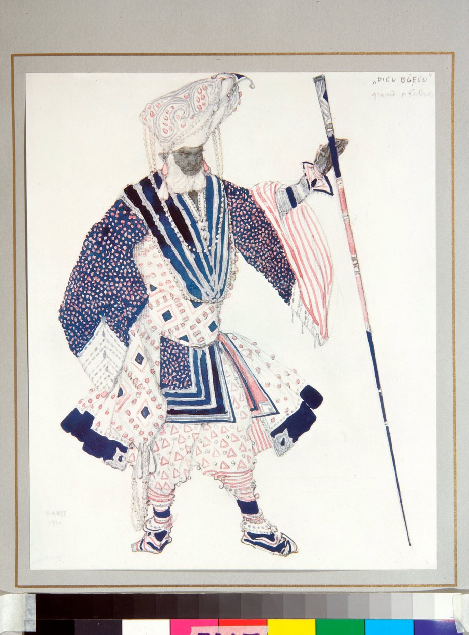 Ballets russes: ""Storepræst"" Kostume designet af Leon Bakst (1866-1924) til balletten ""Le dieu Bleu"" af Michel Fokine af Leon Bakst