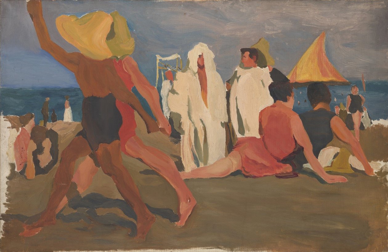 Badende på Lido, Venedig Serge Diaghilev og Vaslav Nijinsky på stranden af Leon Bakst