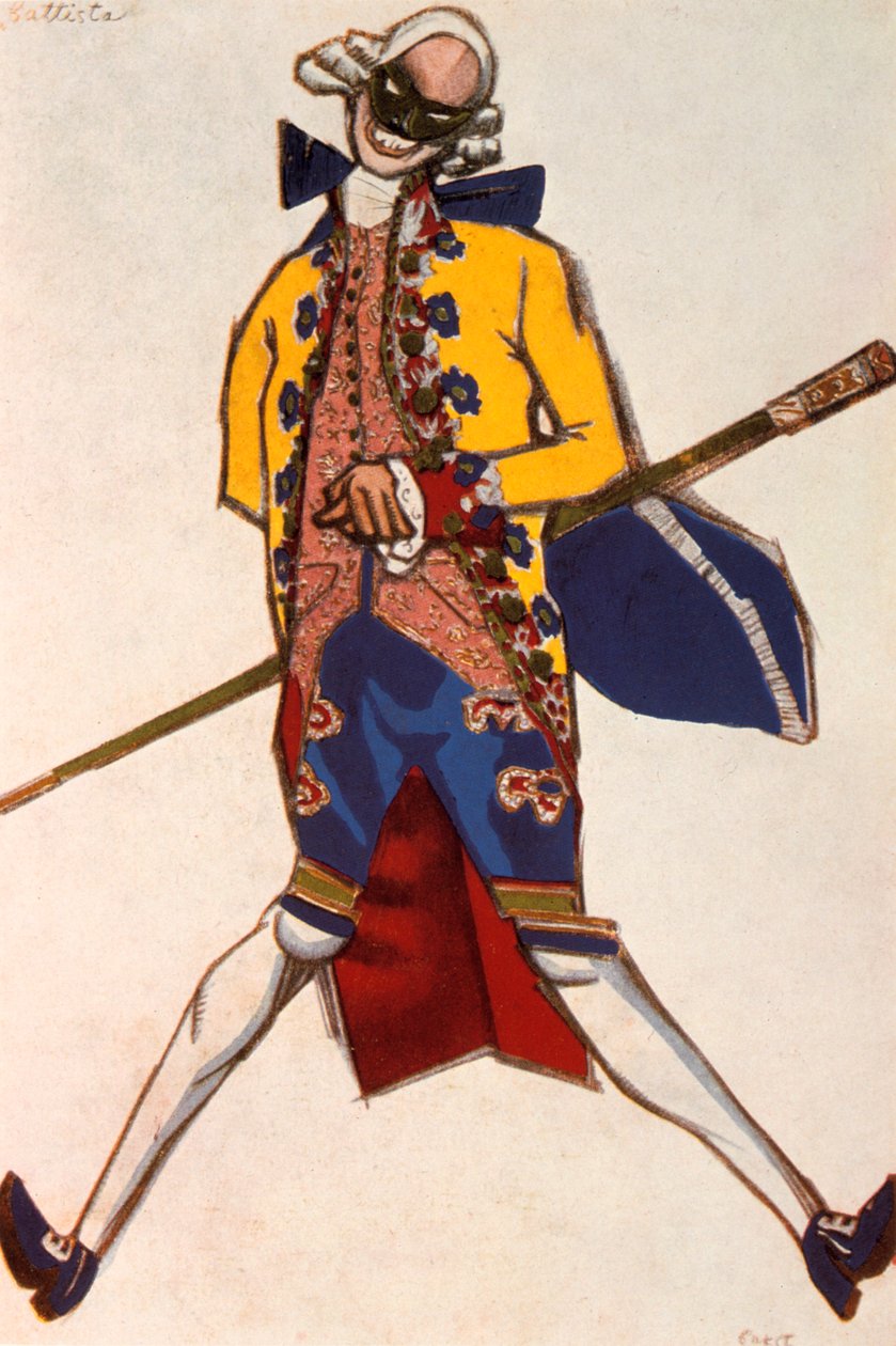 Battista, kostumedesign til en komedie af Carol Goldoni, 1917 af Leon Bakst