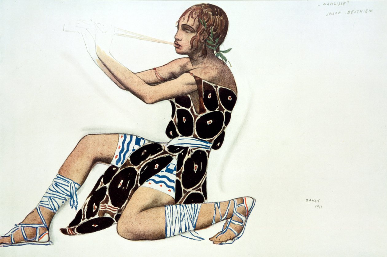 Beotien, kostumedesign en Ballets Russes-produktion af Narcisse, musik af Tcherepnin, 1911 af Leon Bakst
