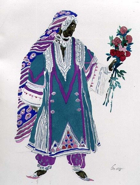 Kostumedesign (akvarel på papir) af Leon Bakst