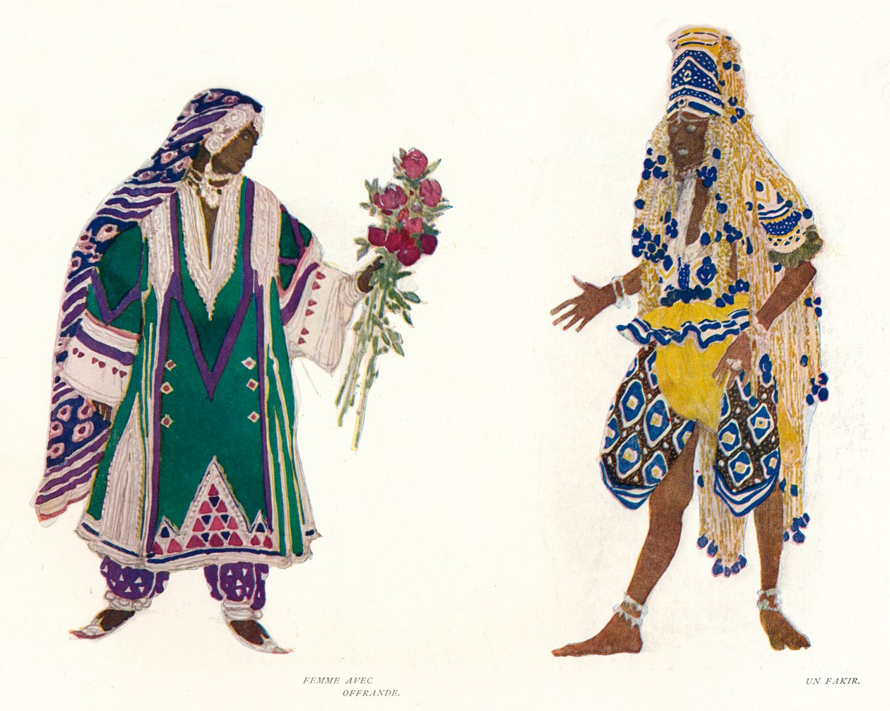 Kostumedesign til den russiske ballet Den blå gud, c1912 af Leon Bakst