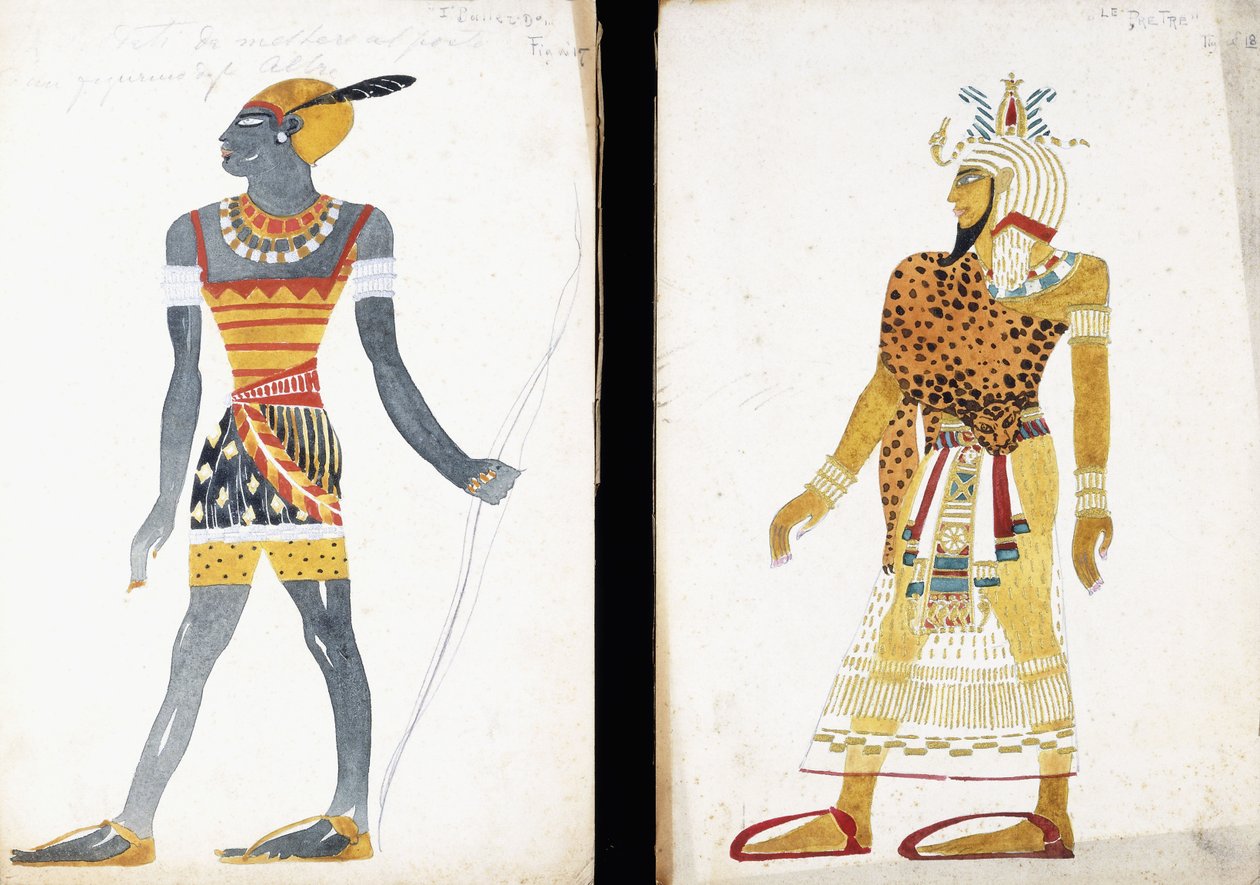 Kostumedesign til "Ammoun", der forestiller en nubisk mandlig danser, af Leon Bakst
