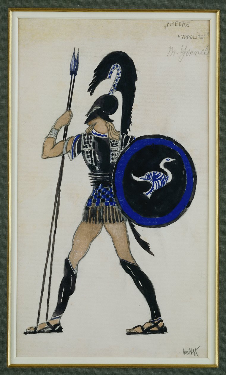 Costume design for Hippolitus from "Phaedre" dani af Leon Bakst