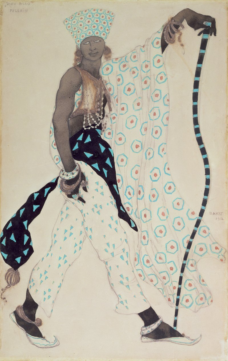 Kostumedesign til `Le Pelerin: Blue God, 1912 af Leon Bakst