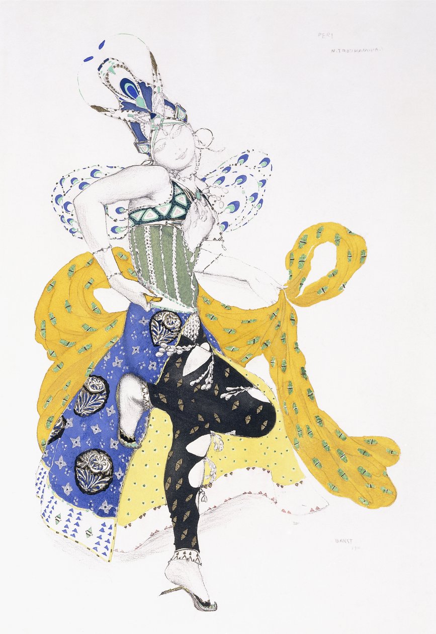 Kostumedesign til Madame Trouchanova i "La Peri", 1911 af Leon Bakst