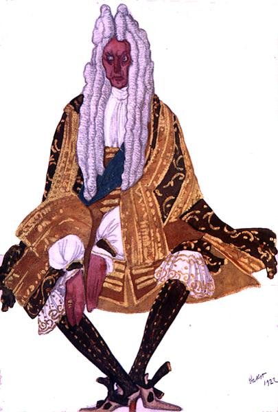 Kostumedesign til Marshall Cantalabutte, efter den onde Fairy Carabosses afgang, fra Sleeping Beauty af Leon Bakst