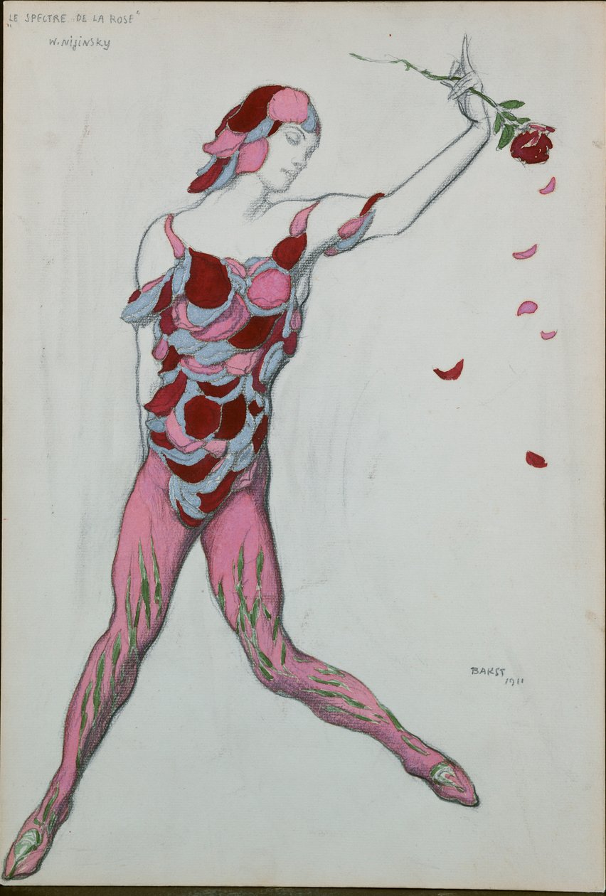Costume design for Nijinksy from "Le Specter de la Rose", 1911dani af Leon Bakst