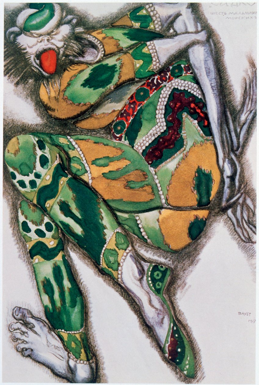 Kostumedesign til Seefenfel, fra Sadko, 1917 af Leon Bakst