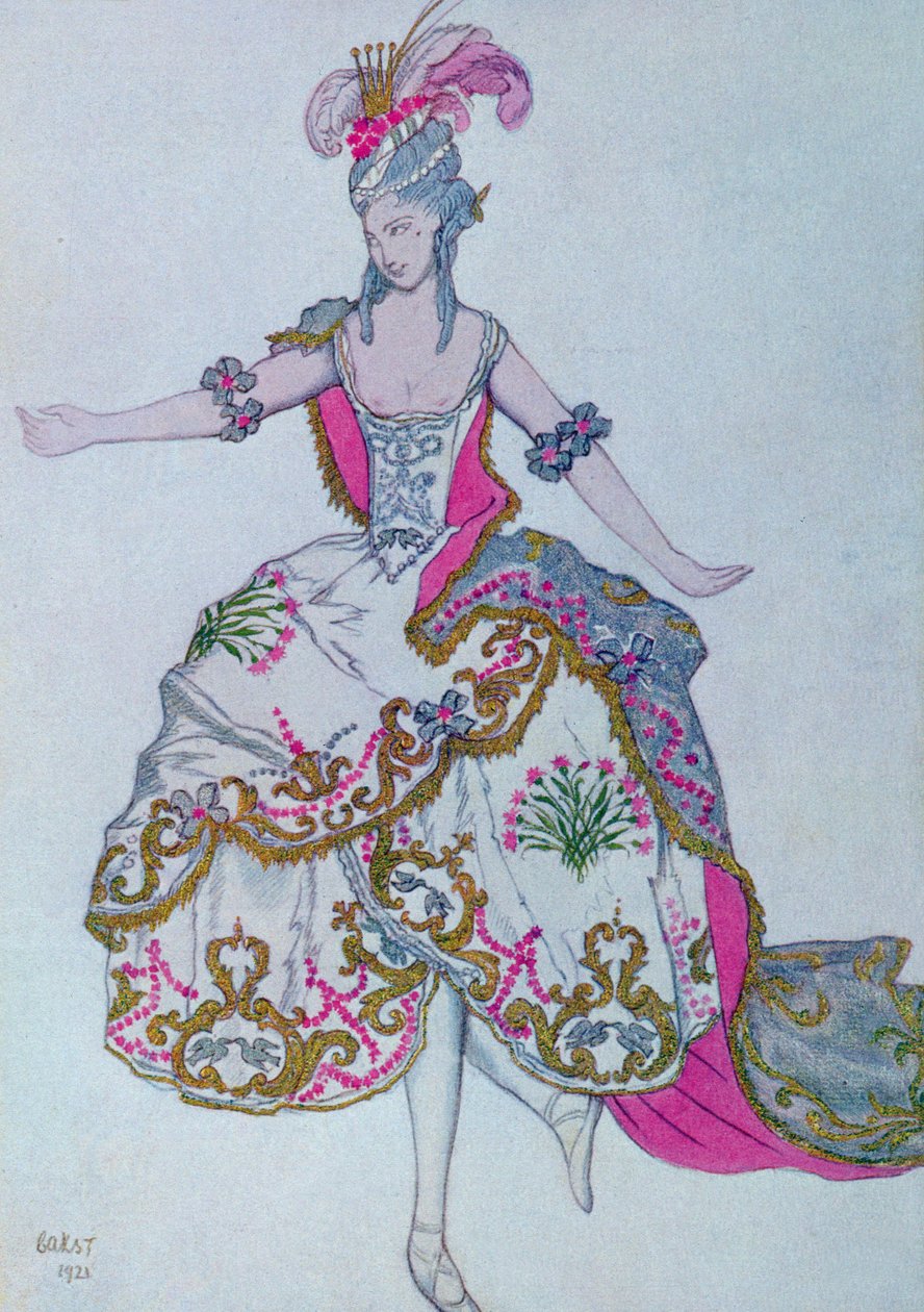 Kostumedesign til The Fairy Carnation, fra Tornerose af Leon Bakst