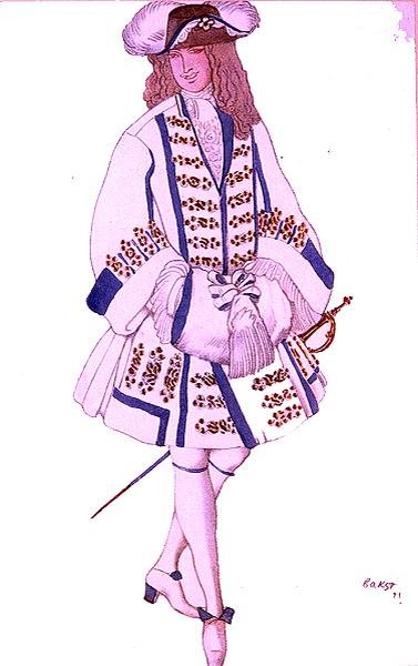 Kostumedesign til Den flamske brudgom, fra Tornerose af Leon Bakst