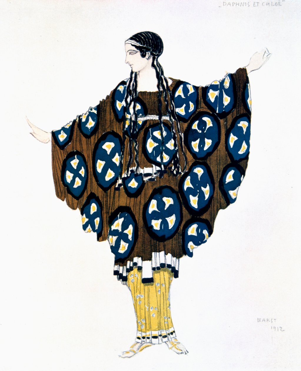 Kostumedesign til en Ballets Russes-produktion af Ravels Daphnis et Chloe, 1912 af Leon Bakst