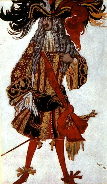 Kostumedesign til en minister, fra Tornerose af Leon Bakst