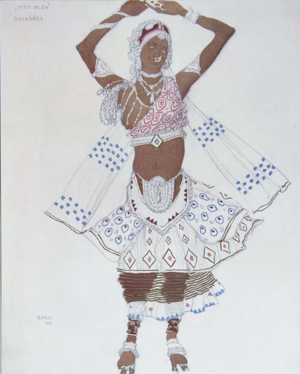 Kostumedesign til Ballet Blue God af R. Hahn, 1912 af Leon Bakst