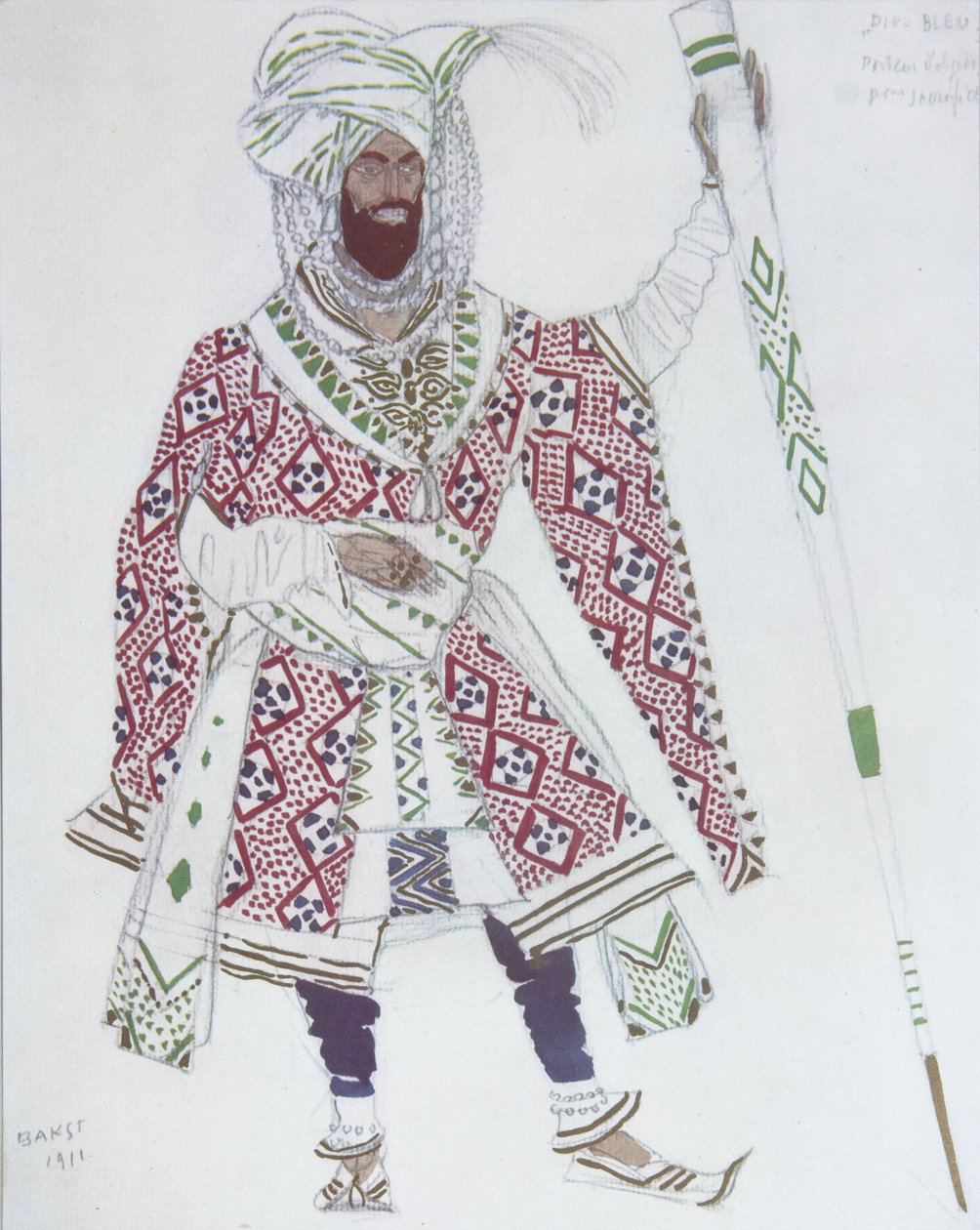 Kostumedesign til Ballet Blue God af R. Hahn, 1912 af Leon Bakst