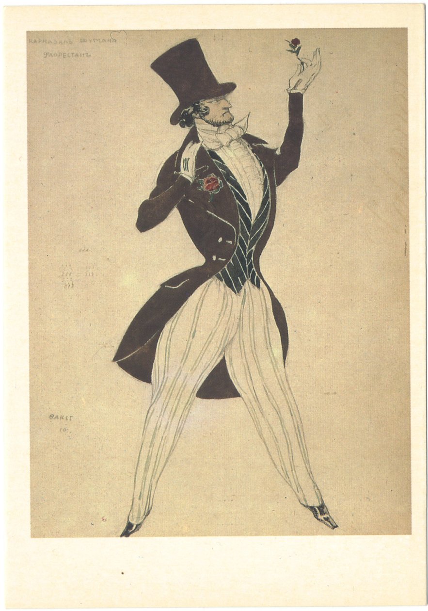 Kostumedesign til balletten Carnaval af R. Schumann, 1910 af Leon Bakst