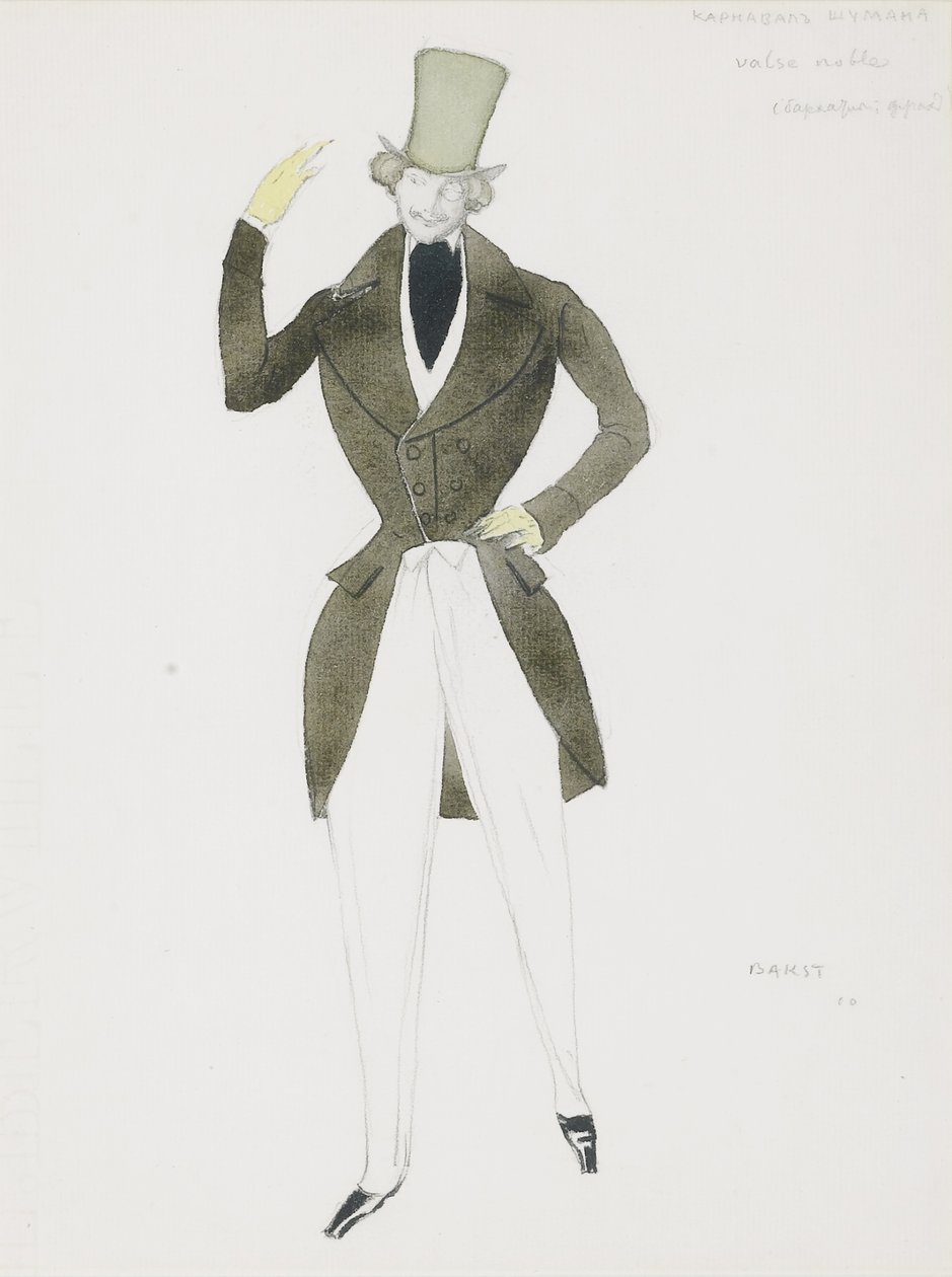 Kostumedesign til balletten Carnaval af R. Schumann, 1910 af Leon Bakst