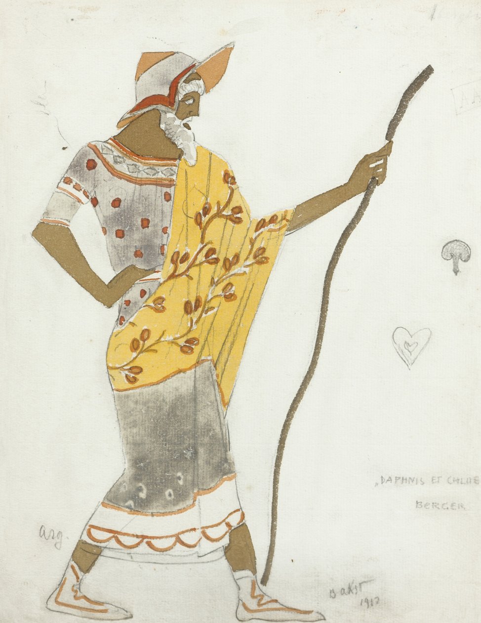 Kostumedesign til balletten Daphnis et Chloé af M. Ravel, 1912 af Leon Bakst