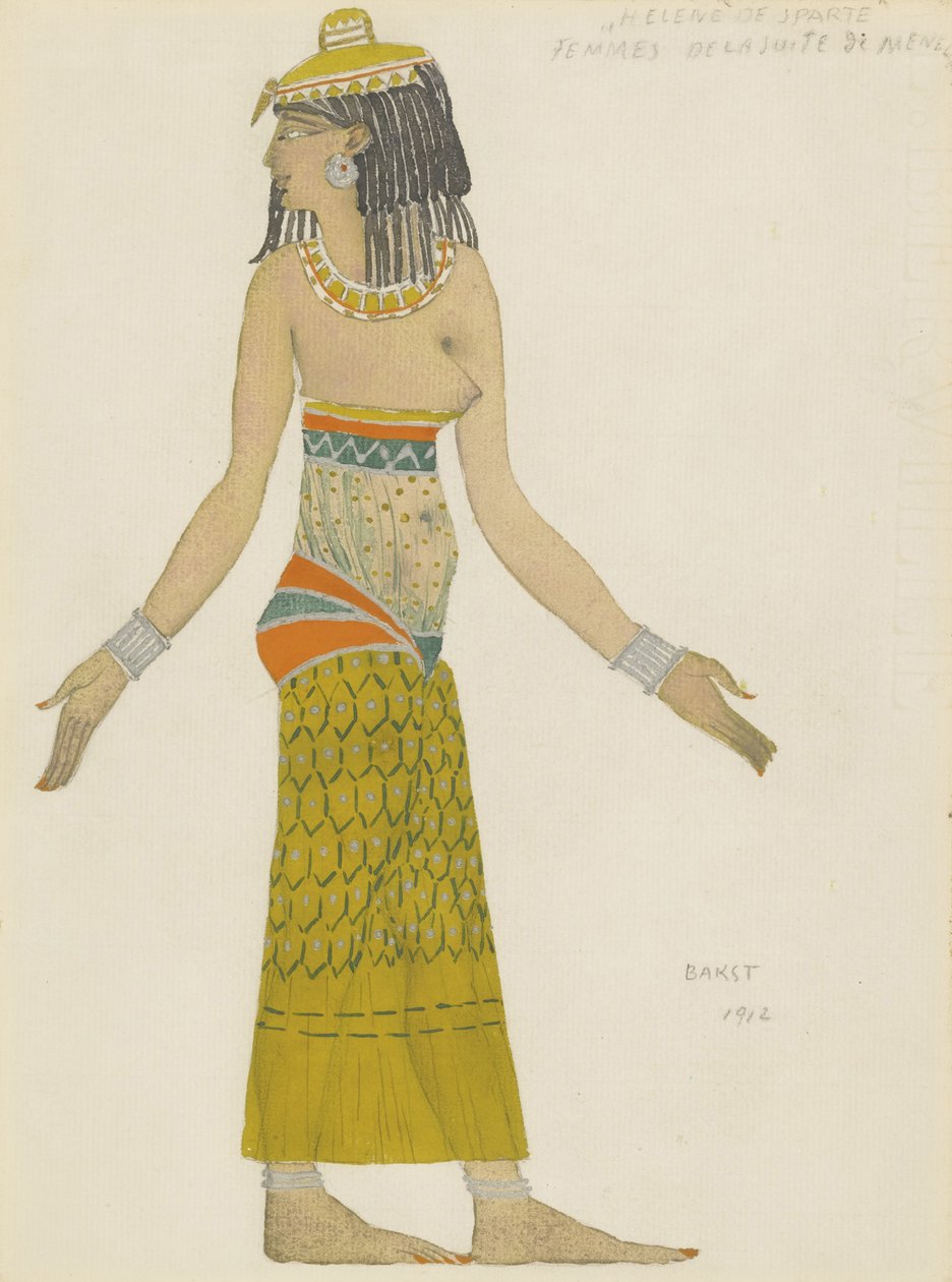 Kostumedesign til balletten Hélène de Sparte af E. Verhaeren og D. de Séverac af Leon Bakst