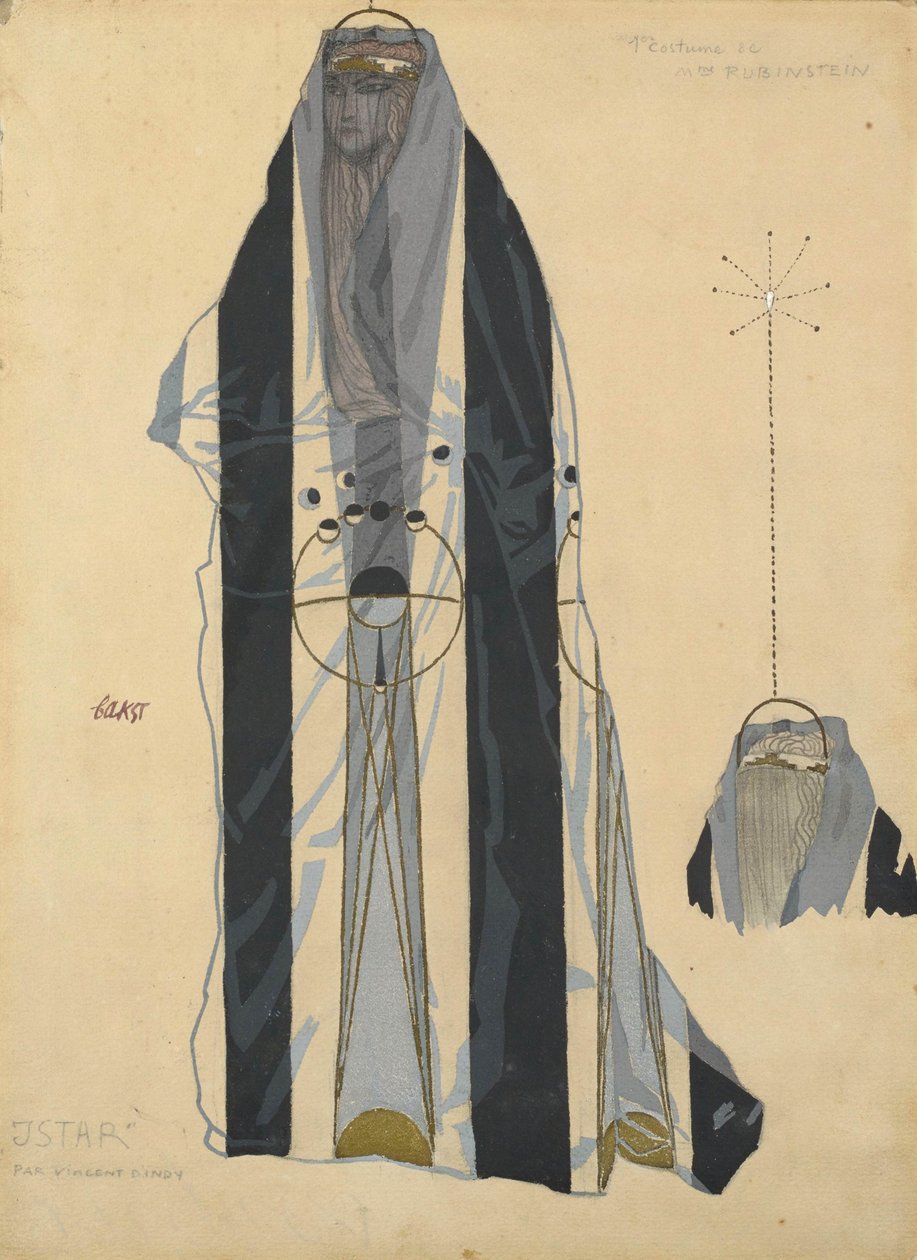 Kostumedesign til balletten Istar af Bohuslav Martinu, ca. 1922. af Leon Bakst