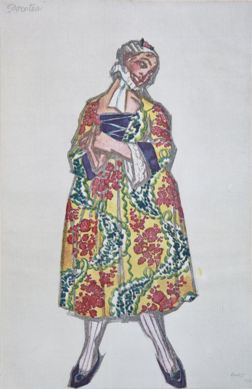 Kostumedesign til balletten Kvinder i godt humør af C. Goldoni, 1917 af Leon Bakst