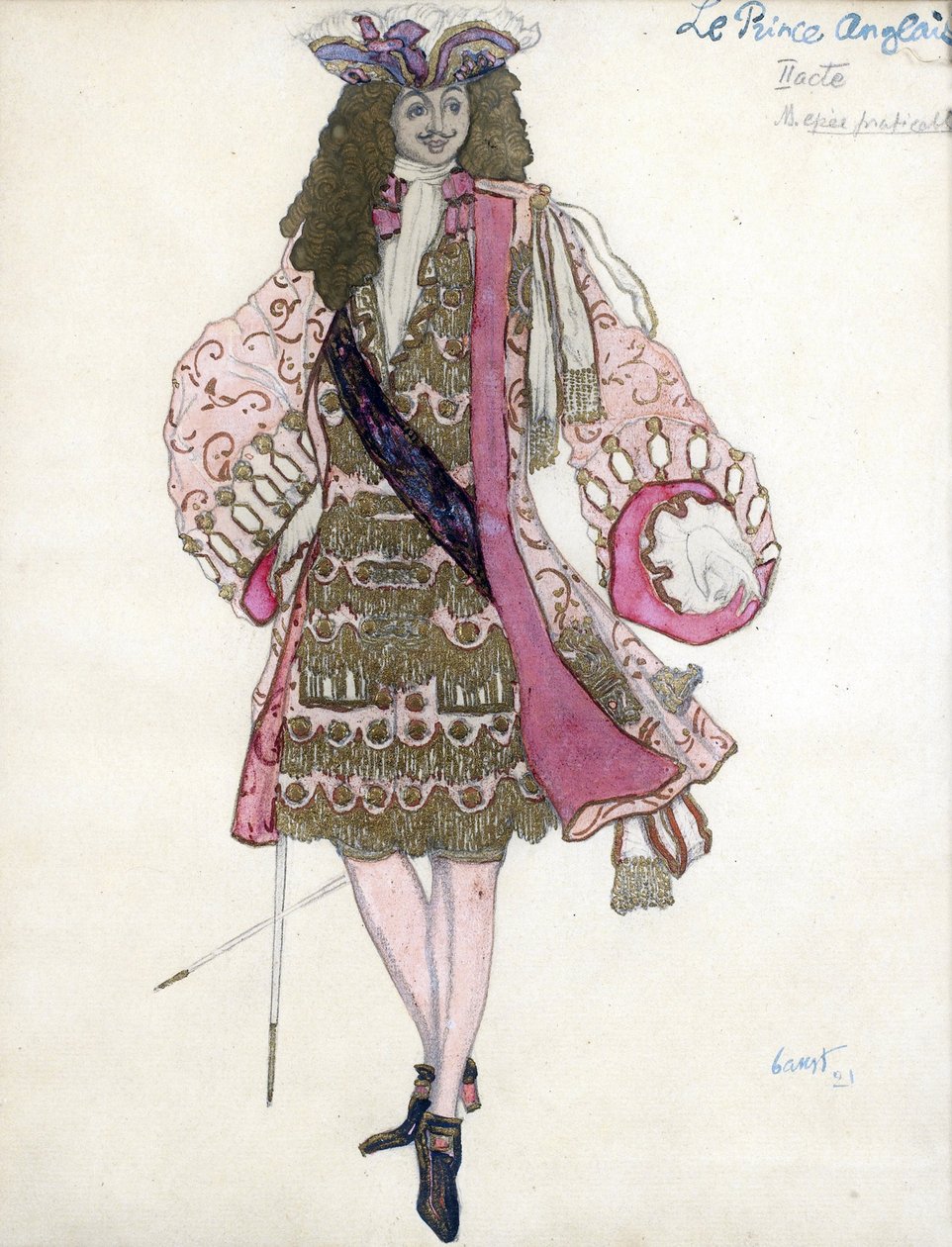 Kostumedesign til balletten Tornerose af P. Tchaikovsky - Bakst, Leon (1866-1924) - 1921 - Akvarel, Gouache på papir - 28x21 - Privat samling af Leon Bakst