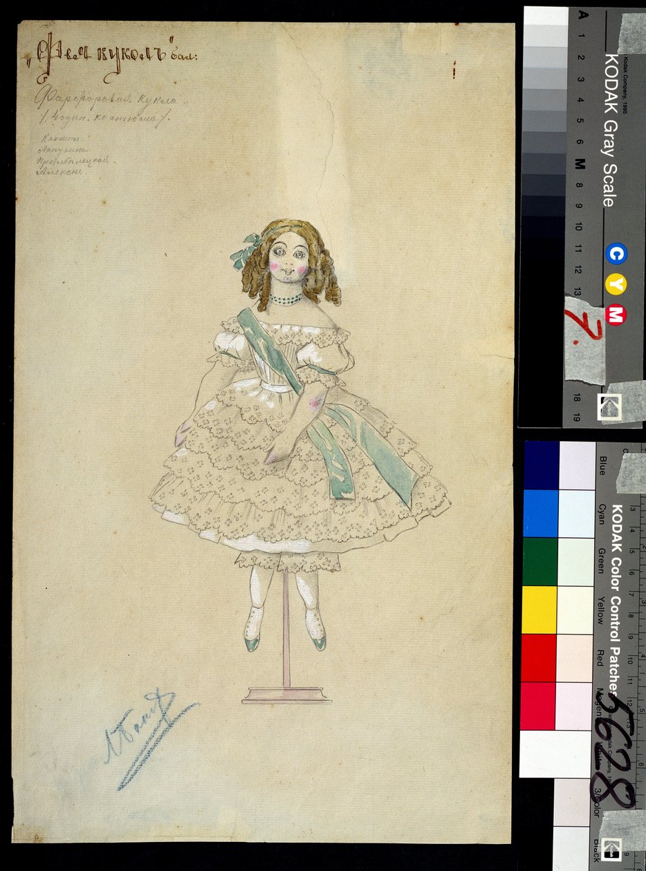 Kostume til balletten "la poupee feerique" instrueret af Joseph Bayer (1852-1913) af Leon Bakst