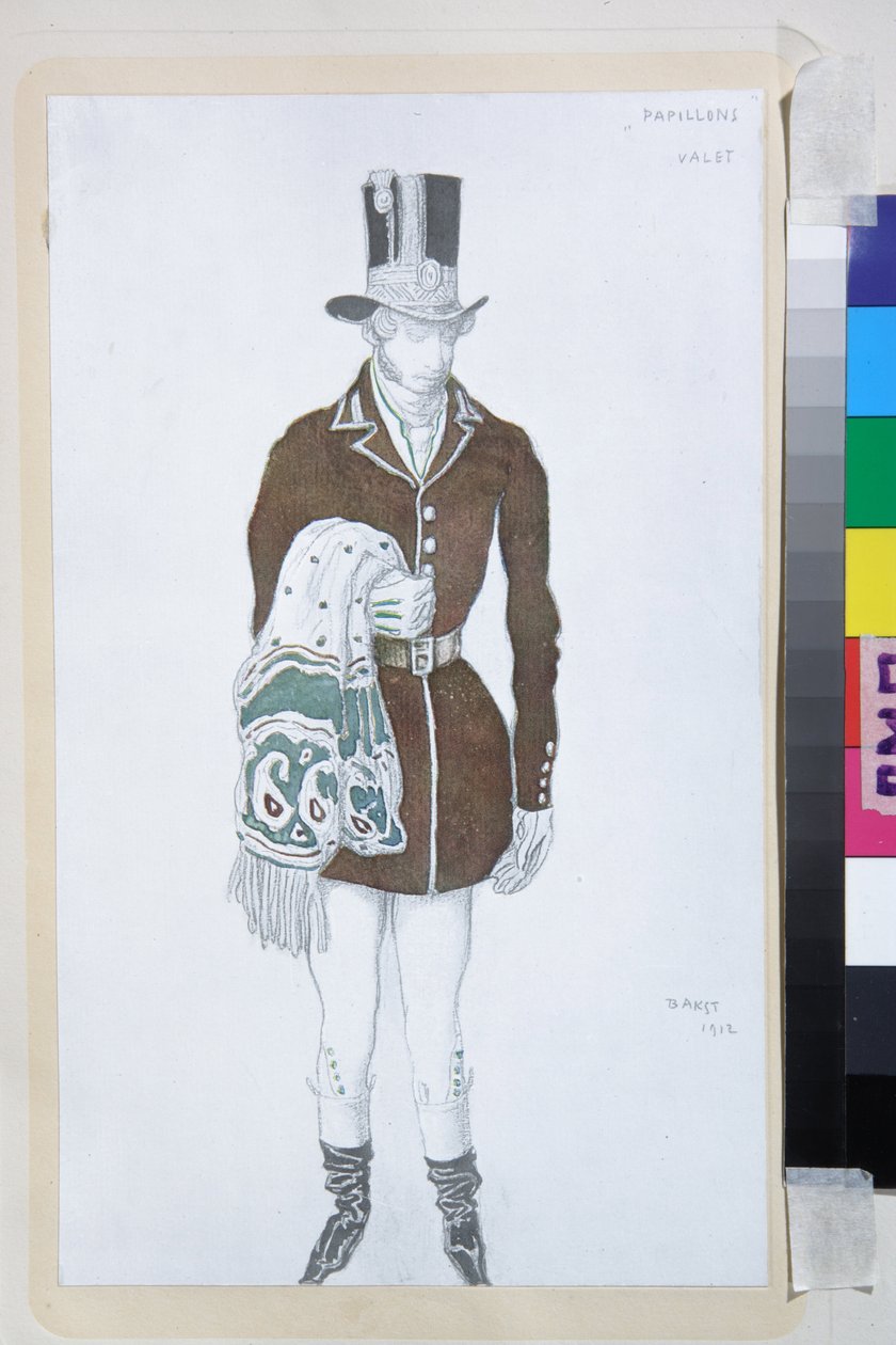 Kostume til balletten Les Papillons af Robert Schumann - Værk af Leon Bakst (1866-1924), litografi 1912 - (Kostumedesign til balletten Les Papillons af Robert Schumann, af Leon Bakst, Farvelitografi af Leon Bakst