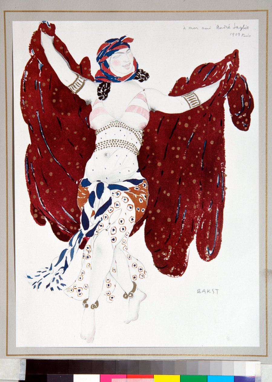 ""Dancer"" kostume designet af Leon Bakst (1866-1924) til balletten ""Cleopatre"" af Ballets Russes af Leon Bakst