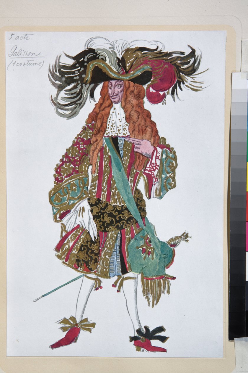 Galisson, kostume til balletten Tornerose af Piotr Tchaikovsky - Værk af Leon Bakst (1866-1924), litografi 1921 - (Galisson, kostumedesign til Tchaikovskys ballet Tornerose, af Leon Bakst, farvelitografi af Leon Bakst