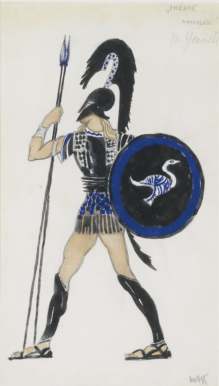 Hippolyte. Kostumedesign til Balletten Phèdre, ca 1923 af Leon Bakst
