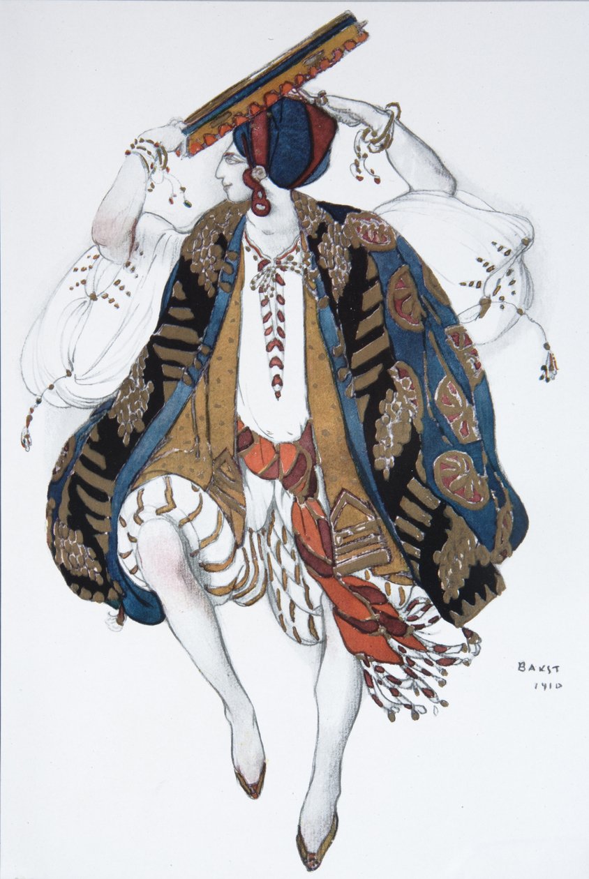 jødisk dans. Kostumedesign til balletten Cléopatre, 1910 af Leon Bakst
