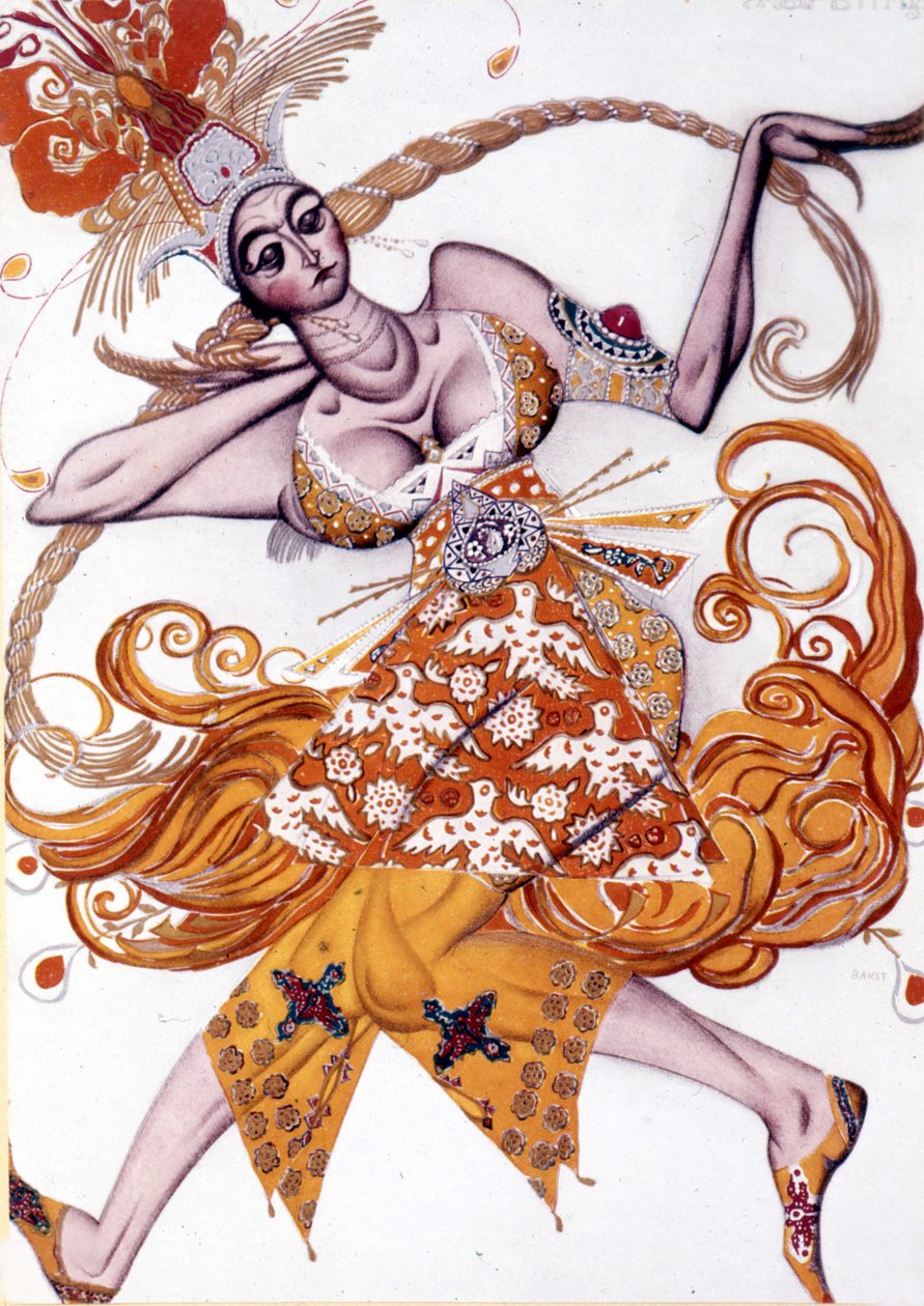 Léon Baksts kostume til Igor Stravinskys "Ildfuglen" i Paris Opera, juni 1910 af Leon Bakst