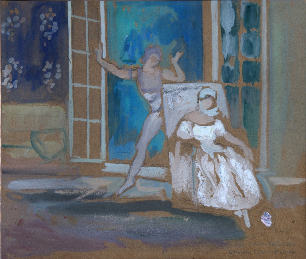 Nijinsky og Karsavina i balletten Le Spectre de la Rose, 1911 af Leon Bakst