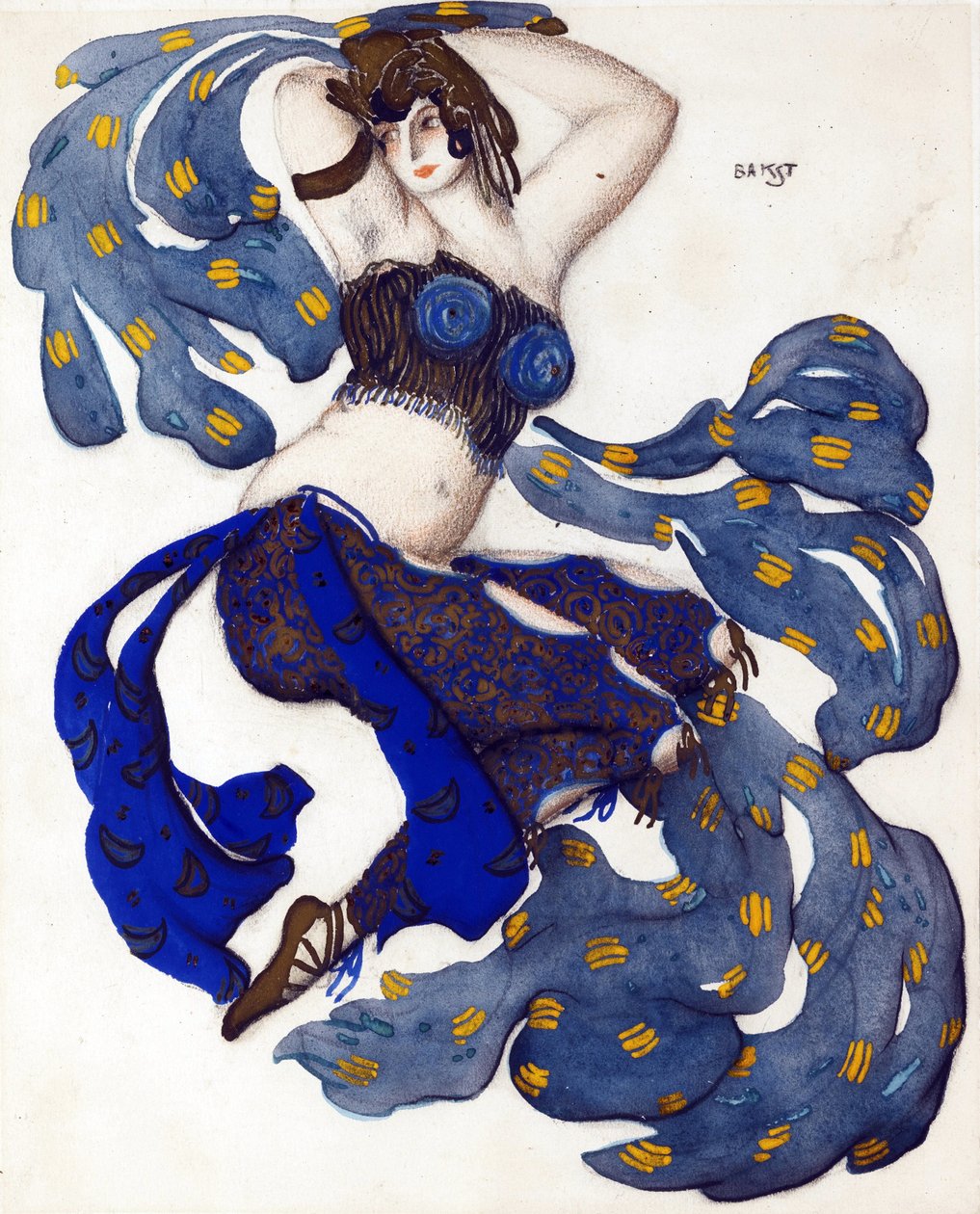 Odalisque. Kostumedesign til balletten Sheherazade af N. Rimsky-Korsakov - Bakst, Leon (1866-1924) - 1910 - Akvarel, Gouache på papir - 33x28 - Privat samling af Leon Bakst