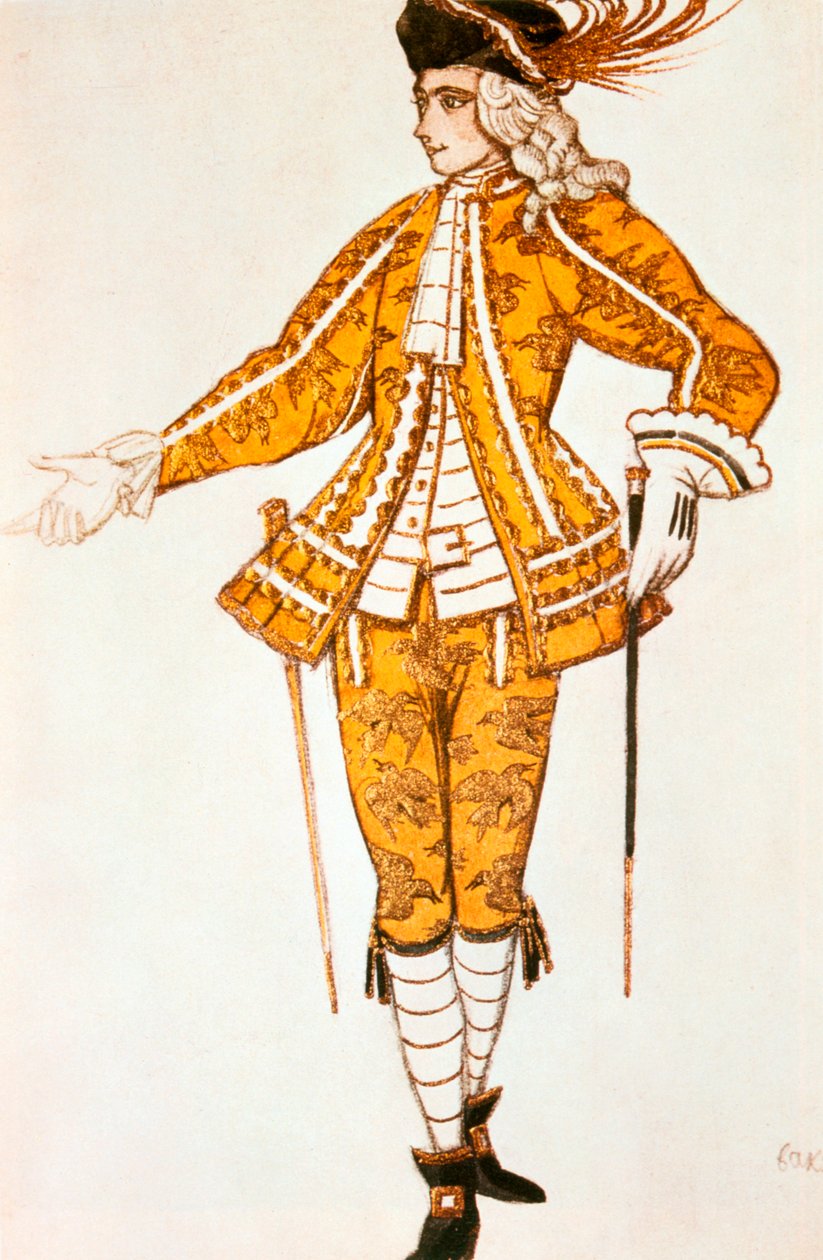 Page de la fee des Canaris, kostumedesign til Tchaikovskys ballet Tornerose, 1921 af Leon Bakst