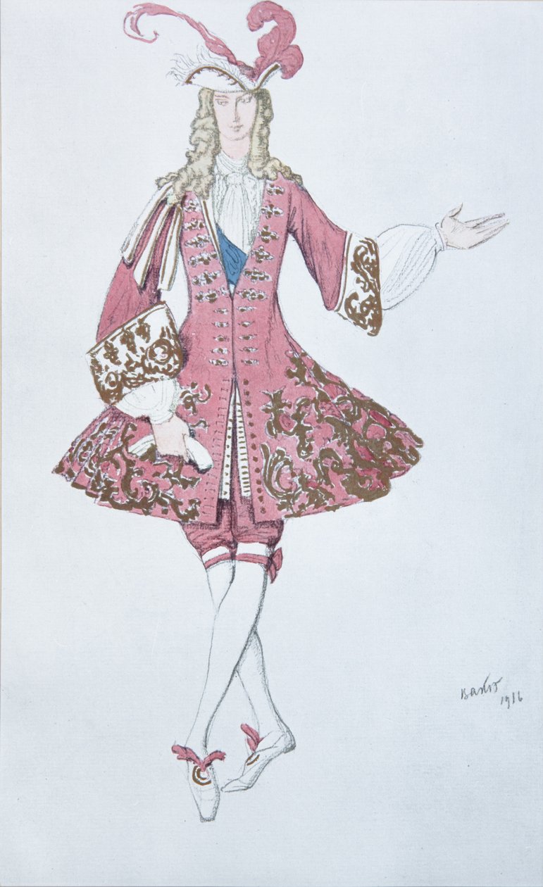 Side de la prinsesse. Kostumedesign til balletten Sleeping Beauty af P. Tchaikovsky, 1916 af Leon Bakst