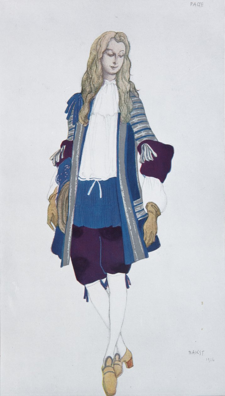 Side de la prinsesse. Kostumedesign til balletten Sleeping Beauty af P. Tchaikovsky, 1916 af Leon Bakst