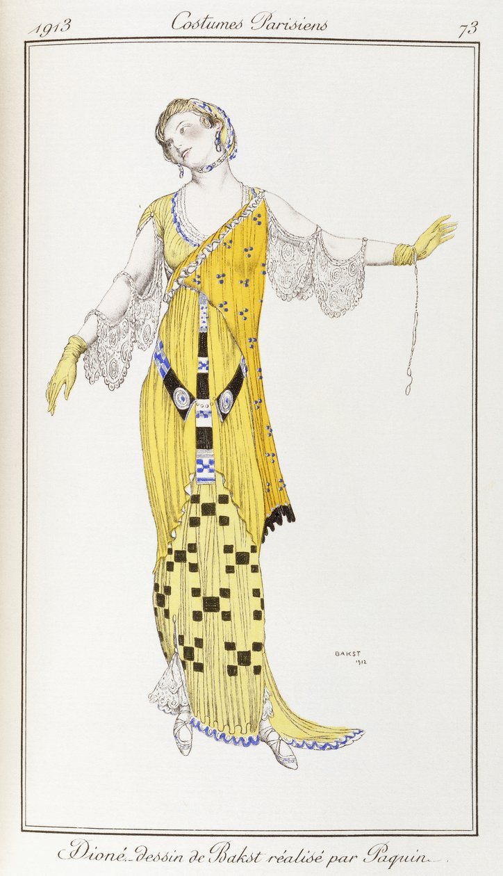 Parisisk tøj: Dione-tegning af Bakst udført af Paquin, 1913 af Leon Bakst