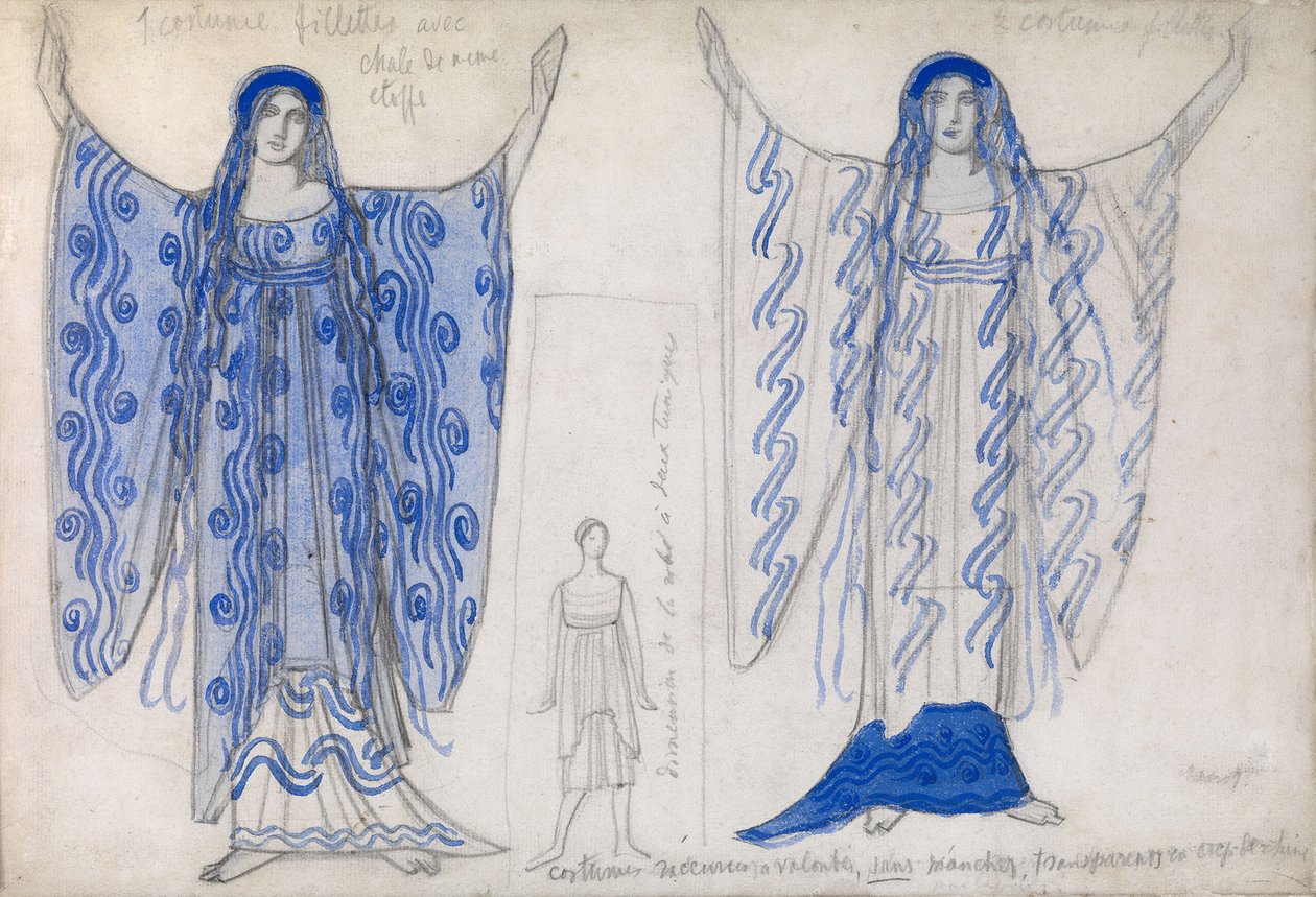 Phaedra. Kostumedesign til dramaet Phaedra Phèdre af Jean Racine, ca 1923 af Leon Bakst