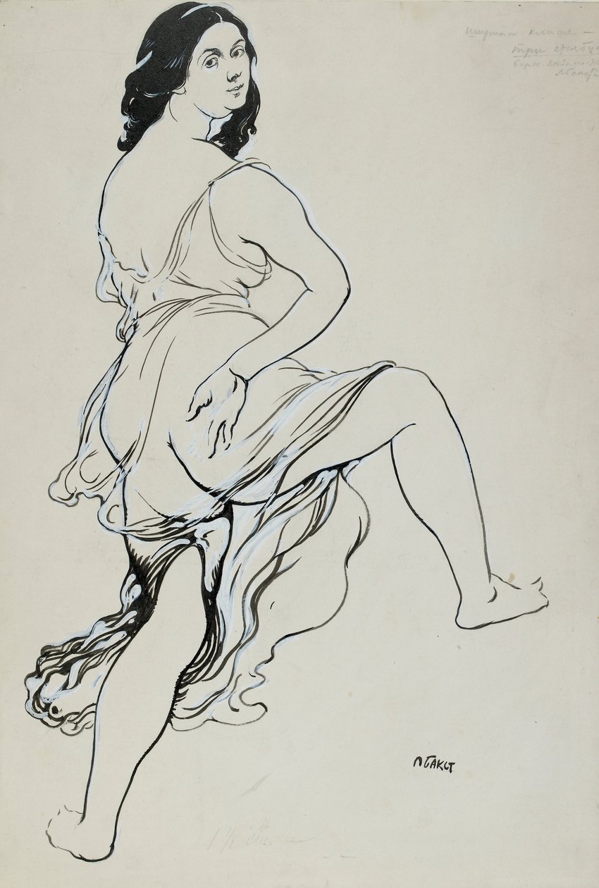 Portræt af dansende Isadora Duncan, begyndelsen af det 20. århundrede af Leon Bakst