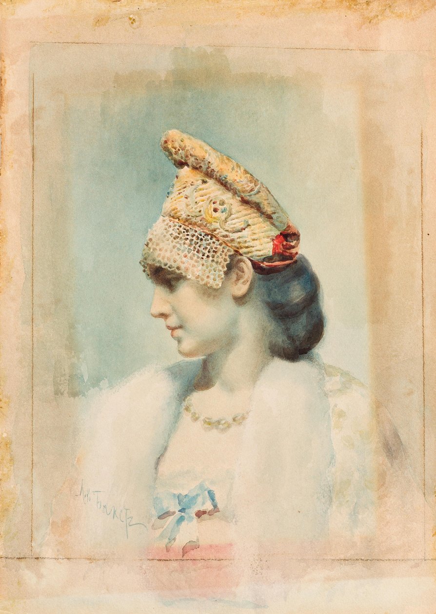 Portræt af en pige iført en Kokoshnik, 1890 af Leon Bakst