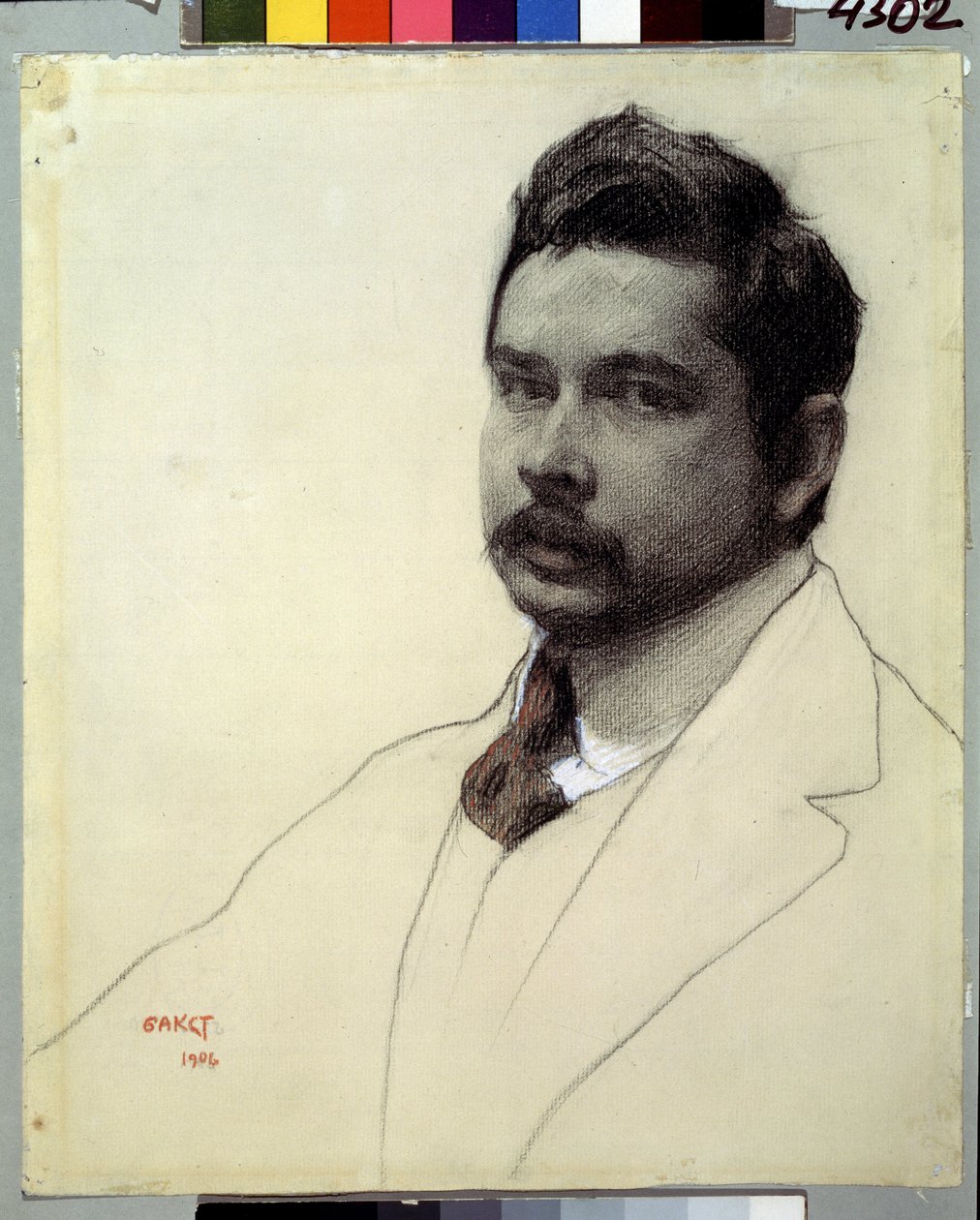 Portræt af kunstneren Konstantin Somov (blyant og kridt på papir) af Leon Bakst