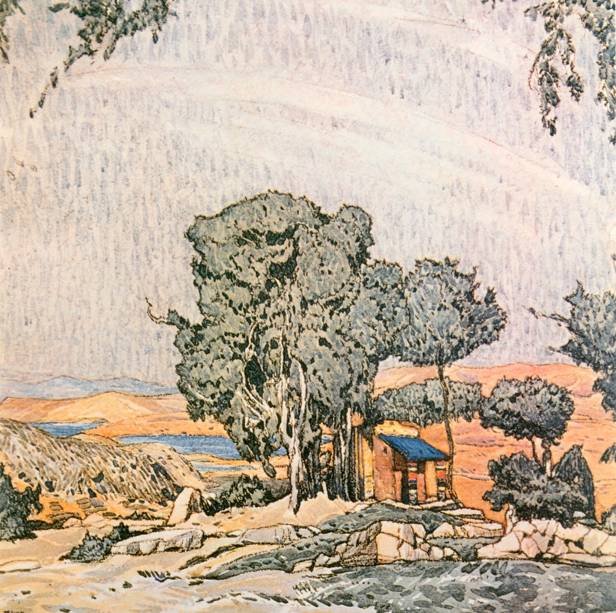 Scenografi til 1. akt af Helen af Sparta, udført af Ida Rubensteins ballettrop, 1912 af Leon Bakst
