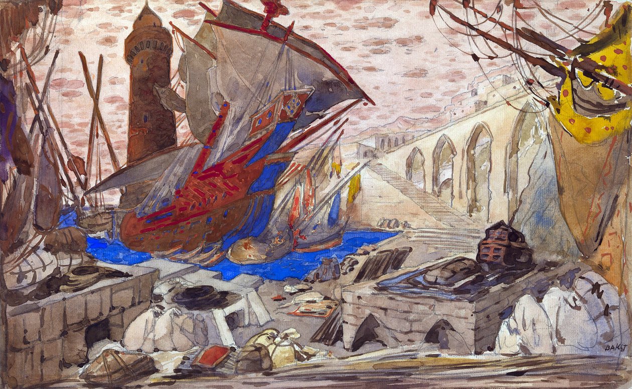 Scenografi til La Pisanelle ou la mort parfumee af Gabriele d