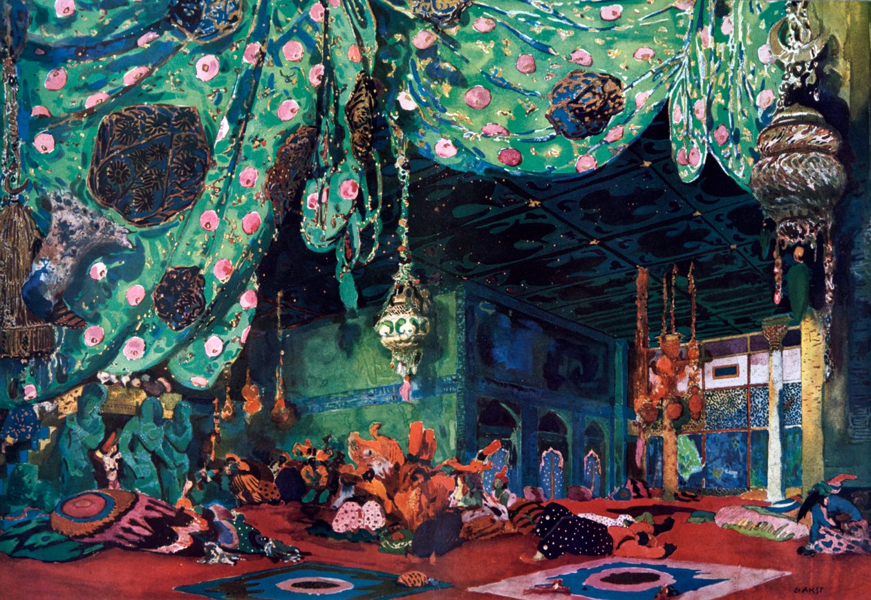 Scenografi til balletten Scheherazade, c1913 af Leon Bakst