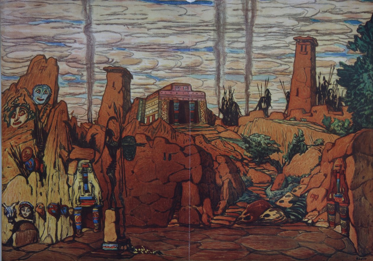Scenedesign til balletten Hélène de Sparte af E. Verhaeren og D. de Séverac, 1912 af Leon Bakst